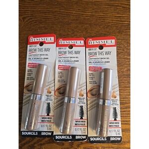 Lot Of 3 Rimmel Brown This Way Lightweight Brown Gel .17Fl Oz, CHOICE Color, NIP